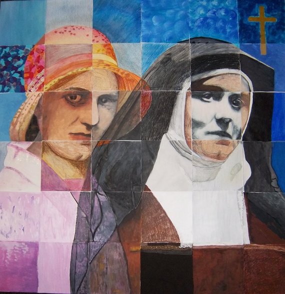 Porträt von Edith Stein, gestaltet von Studierenden der KPH Edith Stein unter der Leitung des Künstlers und ehemaligen Hochschullehrers Elmar Peintner. Das Original befindet sich am Hochschulstandort Stams.